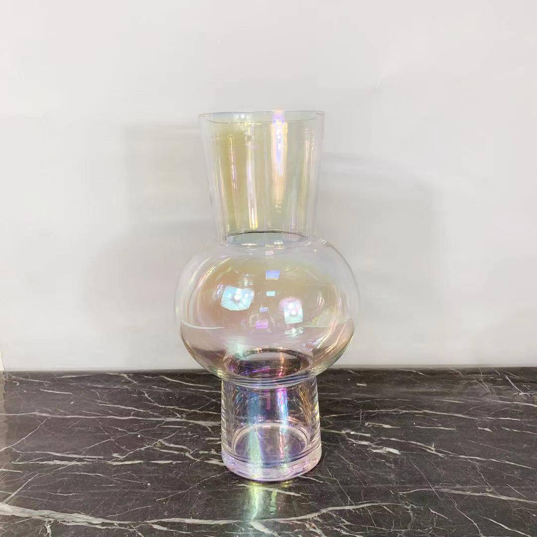 现代简约家电镀银5319色装玻璃花瓶样板间花器居件售楼摆处软饰品