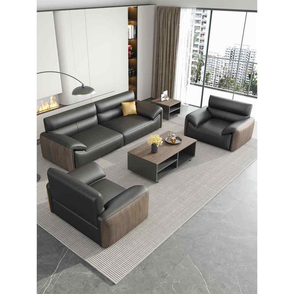 全新高端休息区Vip室办公沙发接待会议室真皮办公沙发咖啡桌组合