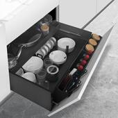 厨房收822纳抽中抽拉篮锅具架调味拉篮篮碟橱柜篮碗碟拉碗双层抽