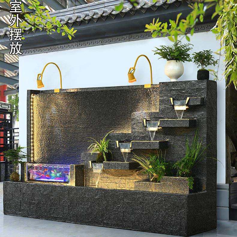 现代简约大型水幕墙流水摆件公司大堂循环水花园庭院喷泉开业送礼