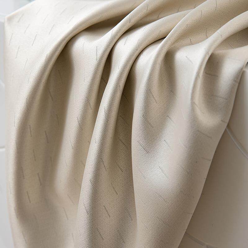 仿真丝现代简约流行暗纹唯美品格纯色拼接高遮光成品窗帘酒店宾馆