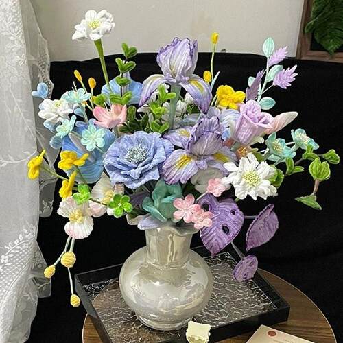 创意手工编织虞美人扭扭棒花束diy材料包仿真送女友闺蜜礼物摆件