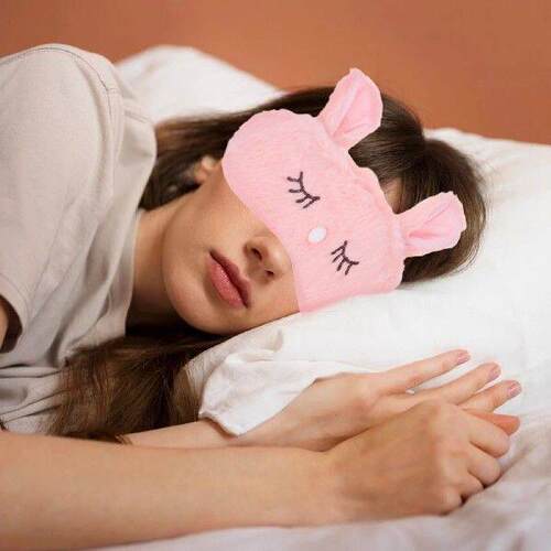 Bunny Blindfold Eye Mask Masks for Sleep Pink Short Plush