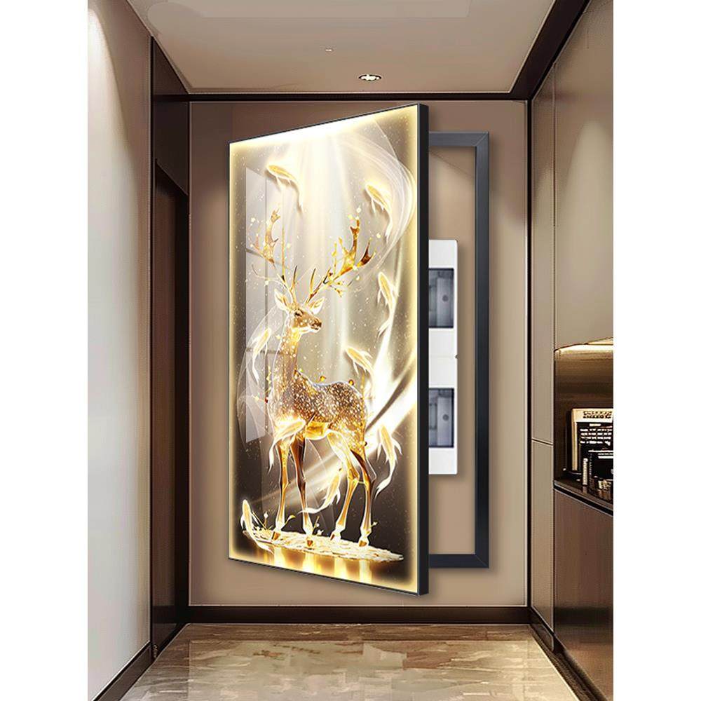 步步高升电表箱装饰画轻奢风超大尺寸配电箱遮挡空开关可推拉挂画