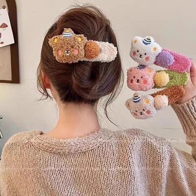 Plush Pudding Bear ~ Cute Duckbill Clip Large Hair Clip Head