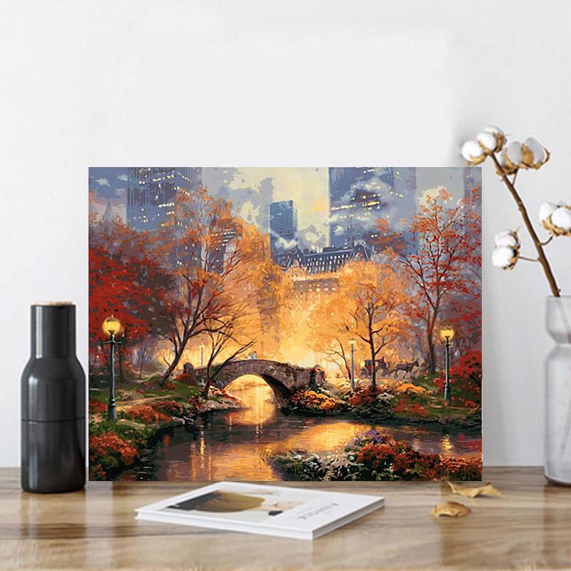数字油画diy填充定制客厅田园风景手工绘填涂色丙烯油彩装饰挂画图片