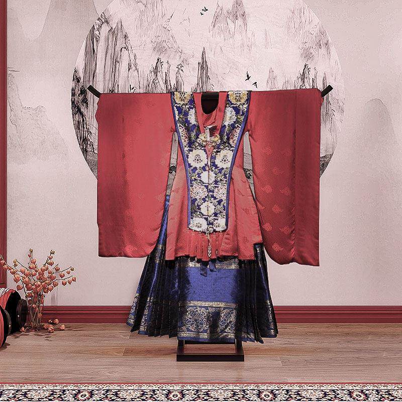 古风展示架汉服架新中式落地架唐装落地立式正挂展开式影楼挂衣架