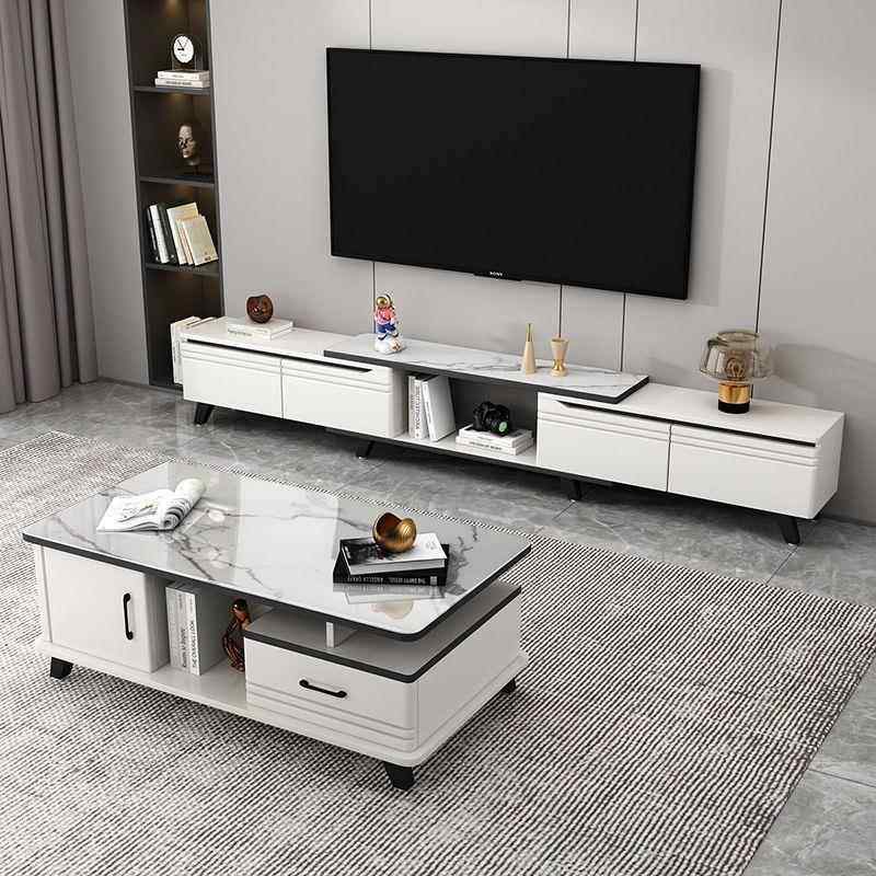 轻奢茶几客厅家用小户型茶台现代简约电视柜组合钢化玻璃圆角茶桌