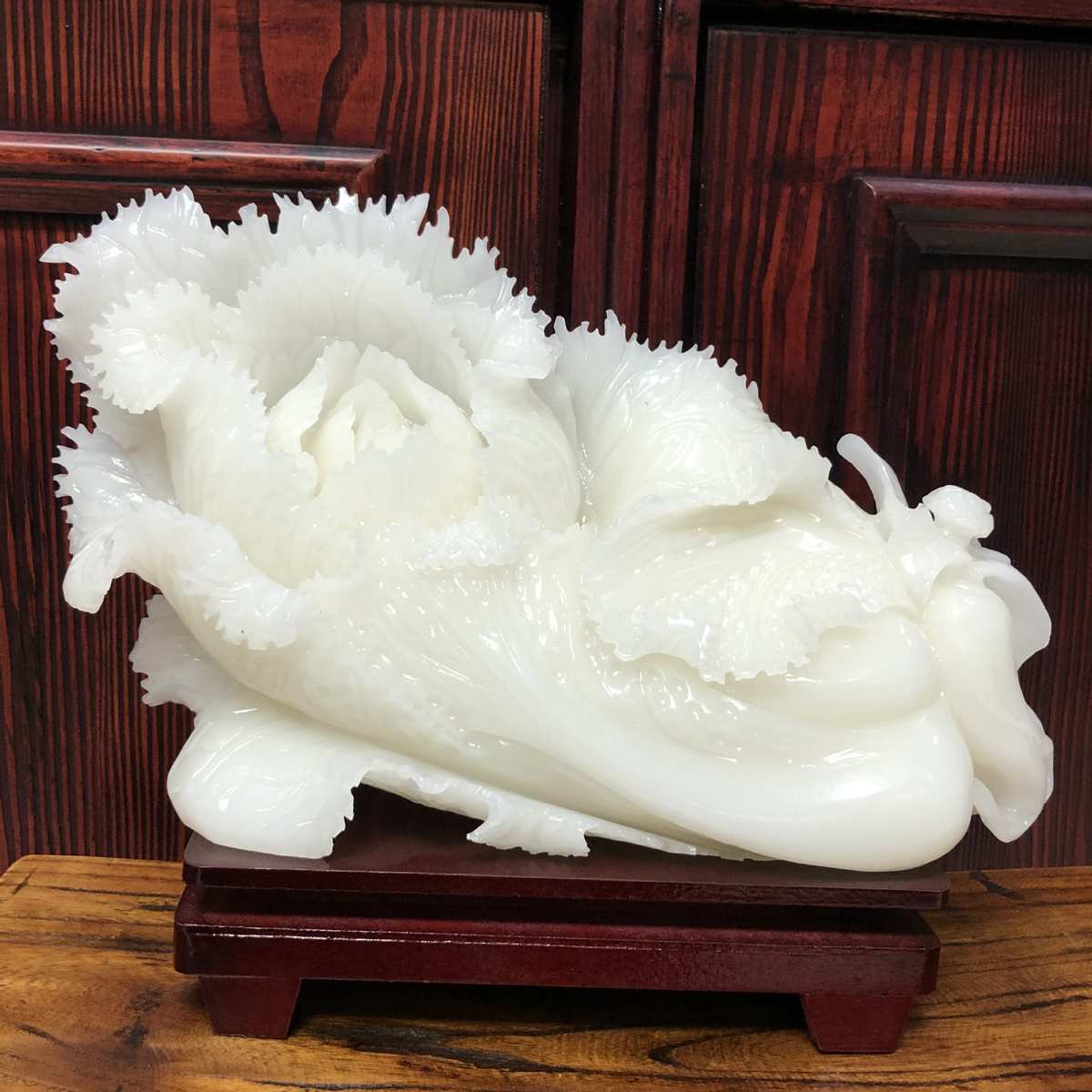 阿富汗玉白菜摆件博古架摆饰品 商务礼品 乔迁之喜居家玉器玉雕品
