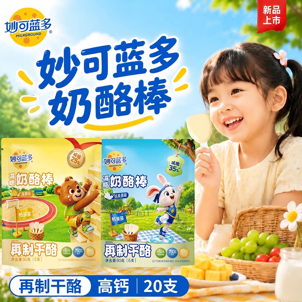 妙可蓝多奶酪棒即食乳酪再制干酪原味减脂减糖高钙儿童零食20支