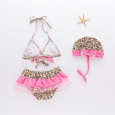 Kids Girls Pink Leopard Swimsuit Swimwear Baby Child Beachwe