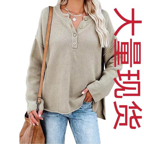 Womens Oversized Sweaters Batwing Long Sleeve Loose V Neck
