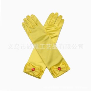跨境冰雪奇缘儿童弹力色丁布手套儿童公主裙服饰礼仪表演舞蹈手套