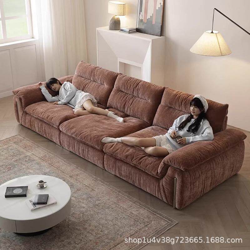 云朵雪尼尔布艺直排沙发设计师2026新款可调节靠背沙发客厅小户型