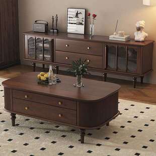 实木客厅客厅全套家具 法式 美式 复古茶几电视柜组合现代简约欧式