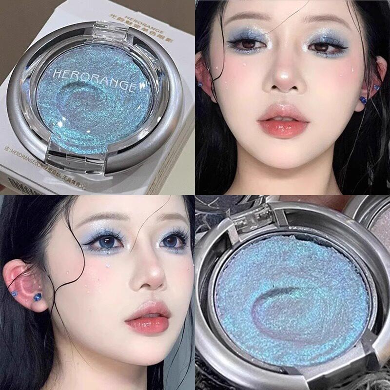 清冷！爆闪土豆泥单色眼影提亮高光亮晶晶蓝色粉色黑色绿色眼影盘
