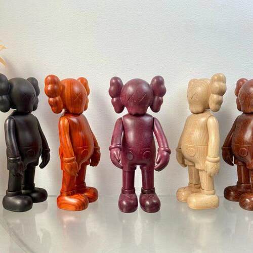 潮玩木质系列400%初Kaws积木熊潮玩实木暴力熊公仔摆件家居装饰