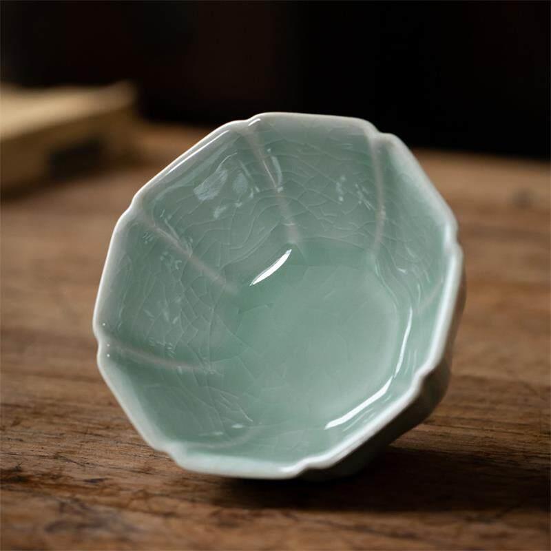 汝山明汝窑八方杯茶杯陶瓷功夫茶杯开片可养主人杯单杯汝瓷品茗杯