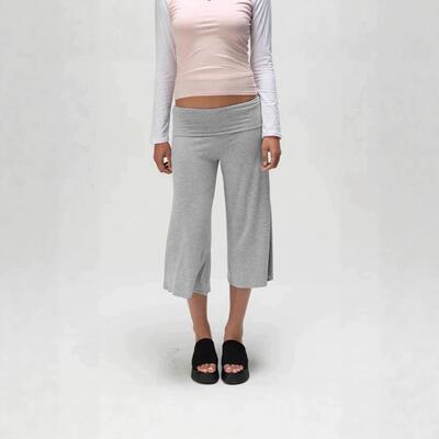 Striped Casual Mid Pants Waist Patchwork Seven Eighths Leg