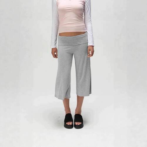 Striped Casual Mid Pants Waist Patchwork Seven Eighths Leg