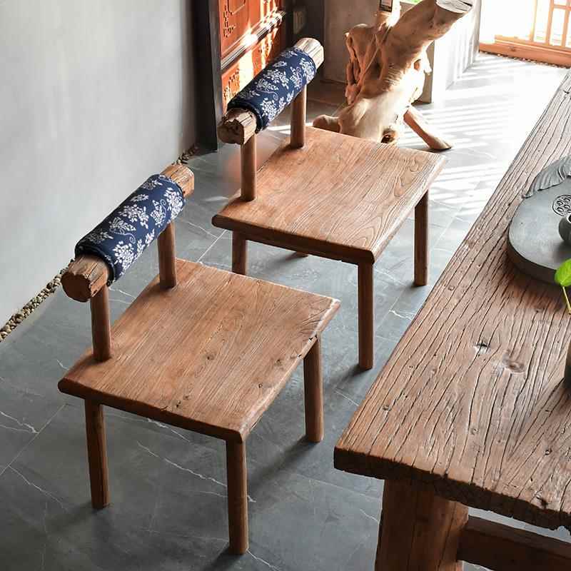 实木椅老榆木餐椅靠背椅餐厅书房椅天然简约复古