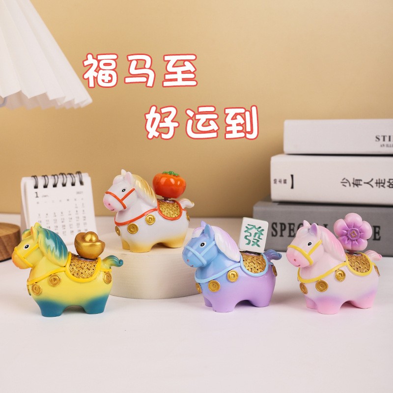 小马福福转转乐摆年件公室办面装饰品公司会礼品生桌肖寺庙文创.