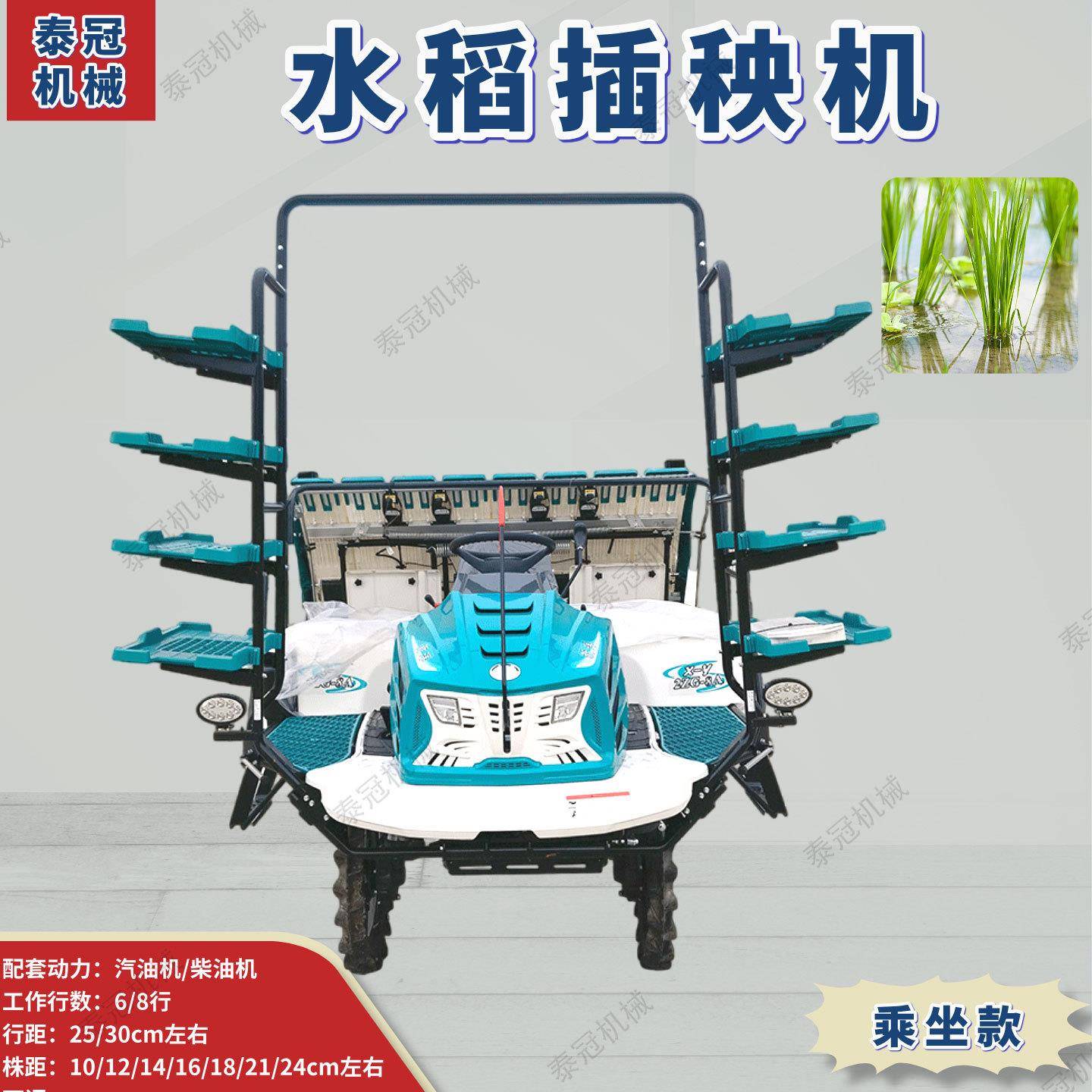 8行座驾自走式水稻插秧机汽油机手扶水稻移苗机水田稻谷栽苗机