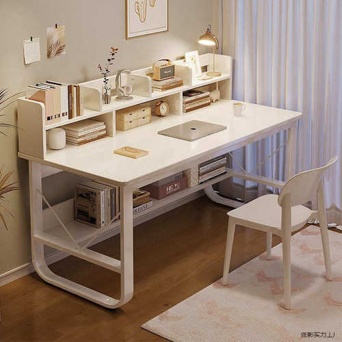 电脑桌带书架书桌小户型桌子出租屋租房简易收纳卧室办公学生书桌