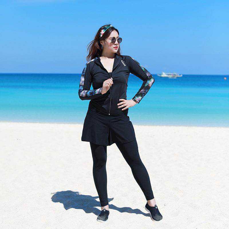 新款潜水服女分体裙式显瘦大码胖mm防晒浮潜冲浪泳衣情侣水母衣