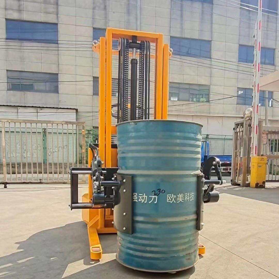 普尔夫YL650全电动油桶翻转车站驾式全自动油桶抱夹倒料车倾倒车
