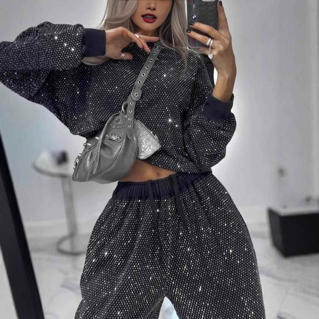 Womens Starry Sky Long Sleeve Round Neck Loose Top