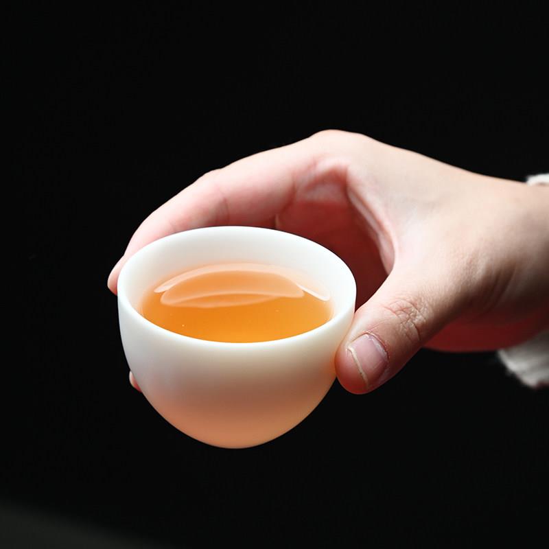 德化白瓷素烧冰种羊脂玉瓷品茗杯功夫小茶杯陶瓷客人杯主人杯单杯