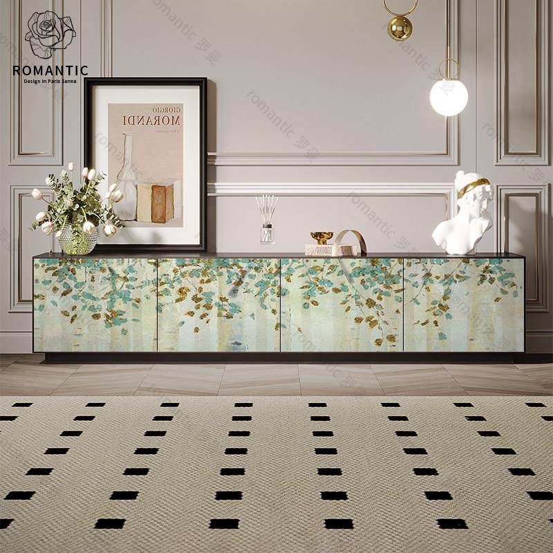 法式家用客厅储藏实木落地电视柜卧室靠墙床尾柜免安装一体收纳柜