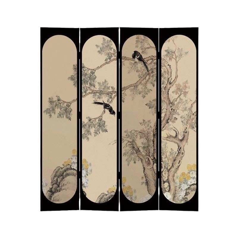 法式中国风屏风隔断客厅茶室办公室书房新中式装饰遮挡可折叠移动