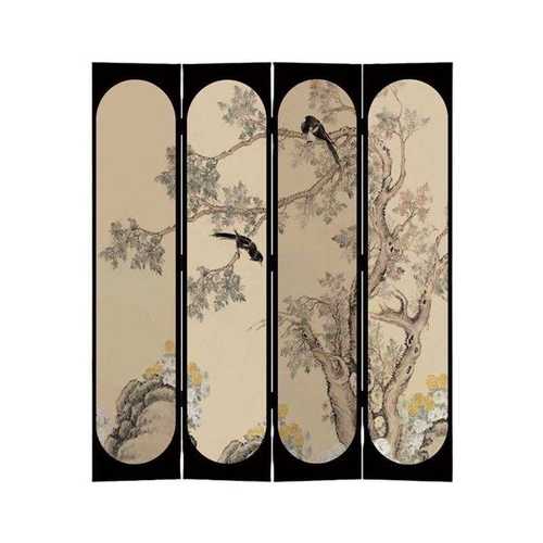 法式中国风屏风隔断客厅茶室办公室书房新中式装饰遮挡可折叠移动