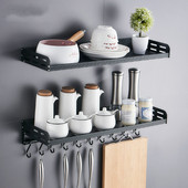 免打孔黑色厨房置物架收纳架调味品壁挂调料挂架浴室厨房挂件用品