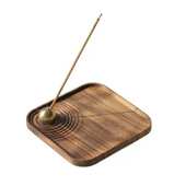 新 家用线香插 创意装 饰桌面托盘木香室内木质摆件简约黑胡桃中式