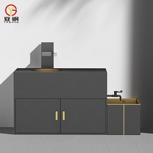 定制不锈钢一体式洗手池别墅户外庭院防冻落地式商V用洗手台拖把