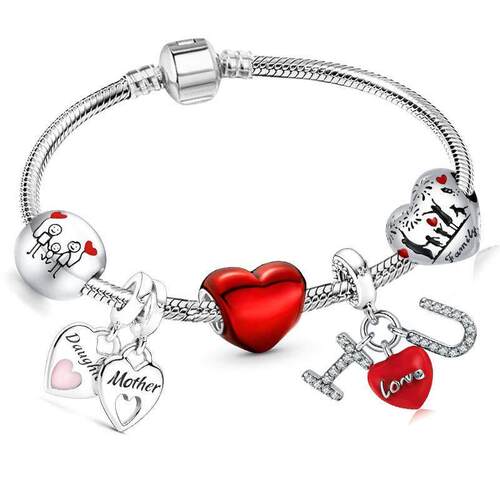 CHIELOYS Trendy Romantic Silver Color Charm Bracelet With