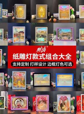 3D纸雕灯相框礼品旅游文创DIY音响氛围灯夜光人体感应灯小夜灯