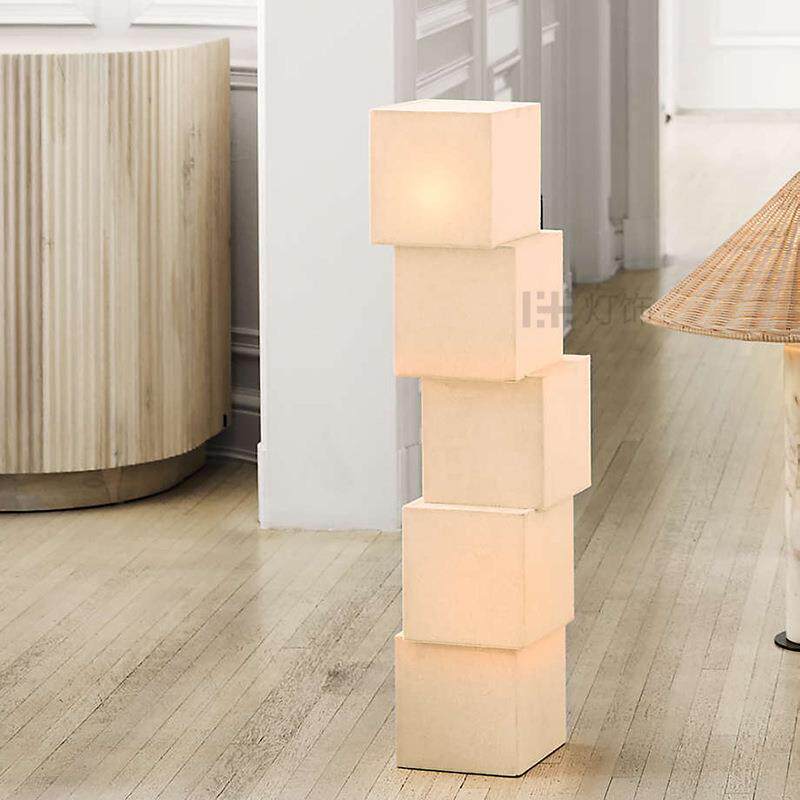 北欧创意布艺几何方块装饰落地灯现代简约客厅卧室样板房氛围