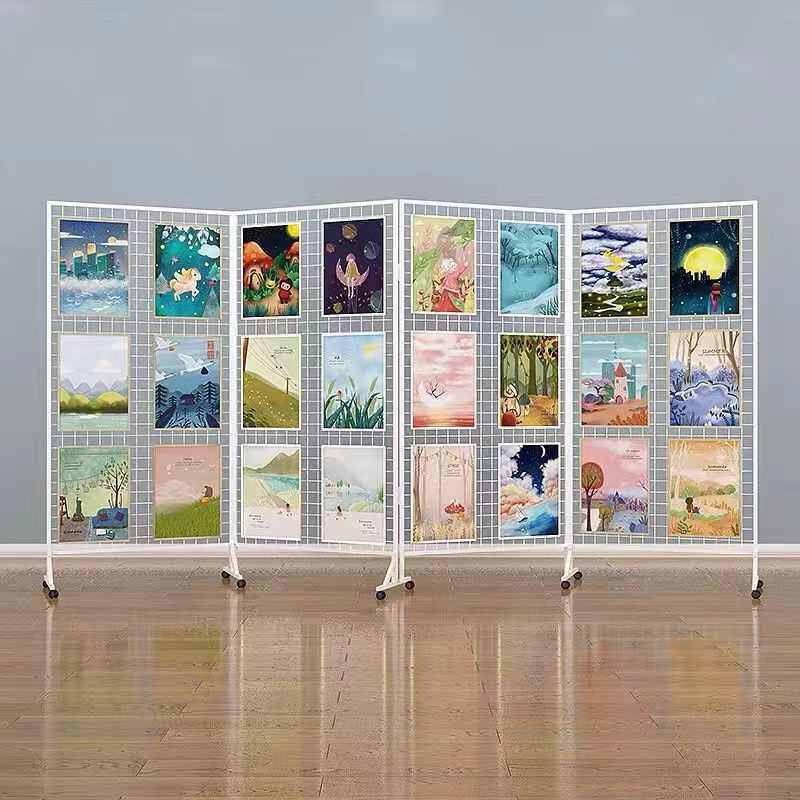 绘画折叠展示架书法展示架展览画展架格网网格铁网作品幼儿园摄影
