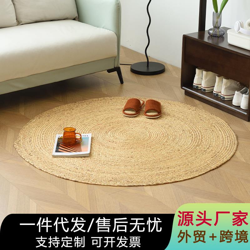 越南水芦苇手工垫子草编织地毯水草圆形阳台地垫地毯服装店装饰垫