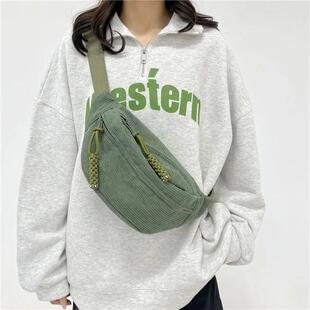 Women Waist Pack Large Capacity Corduroy Fanny Pack Street S