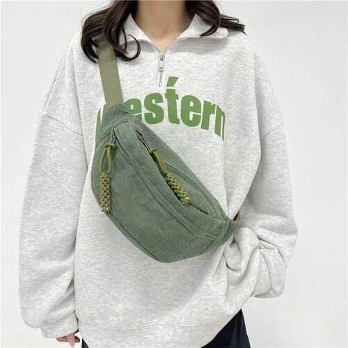 Women Waist Pack Large Capacity Corduroy Fanny Pack Street S