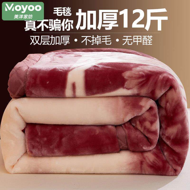 加厚拉舍尔毛毯工厂冬季保暖毯法兰绒盖毯床单双层抗静电云毯
