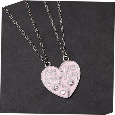 rendy Simple Heart Necklace Sisters Pendant 2/3 Pcs BFF Lett