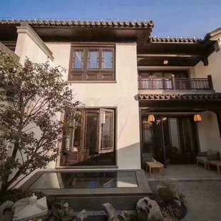 栏杆铝合金凉亭河道池塘防护栏园林景区湖中式铝合金仿古栏杆扶手