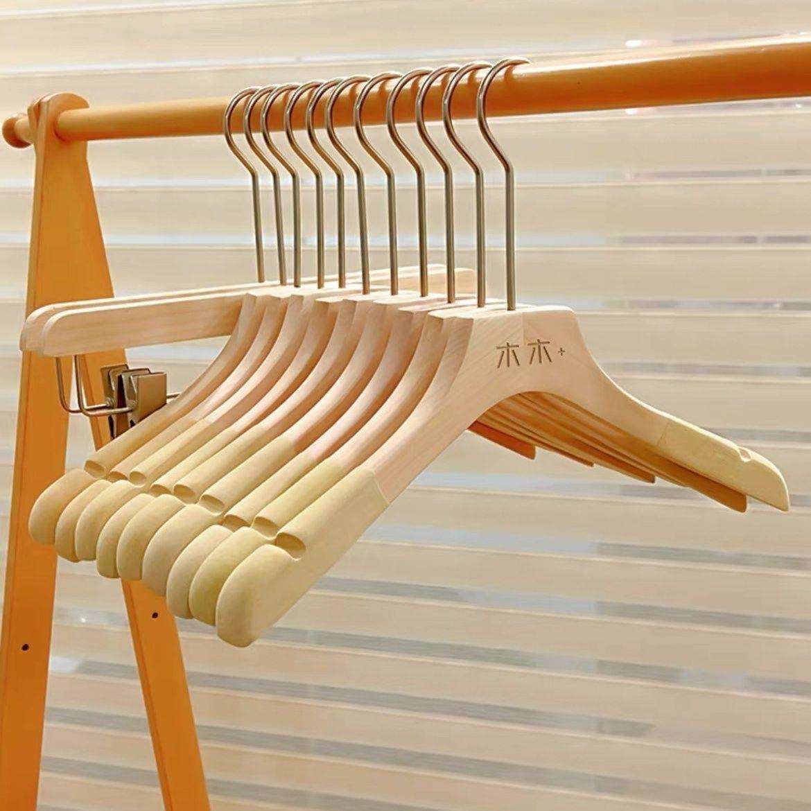 衣架服装店衣架挂衣服架子摆地摊大人衣挂刻字衣架防滑无痕木衣挂