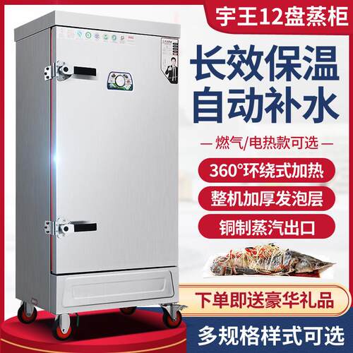 宇王商用电热蒸饭柜12盘蒸柜车单门双门蒸饭车蒸米饭馒头食堂饭厅
